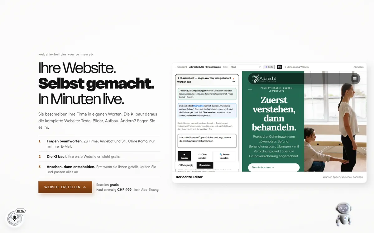 Website-Builder — Produktansicht
